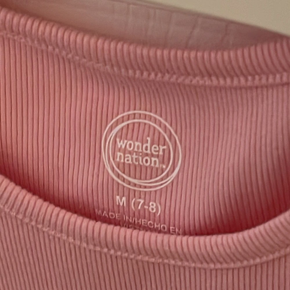 Girls Pink Rib Knit Tank Top - Picture 4 of 4